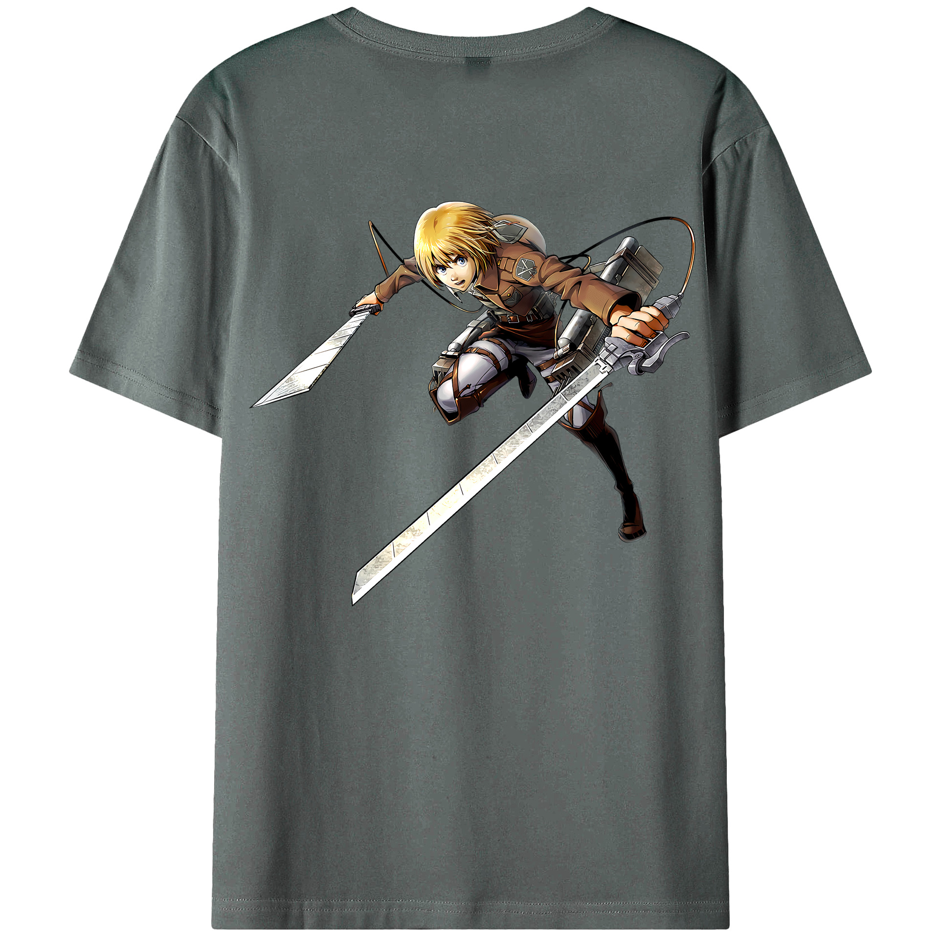 （画像用） 進撃の巨人 アルミン·アルレルト Attack on Titan Armin Arlert 綿100％ メンズ半袖Tシャツ（バックプリント） 通気性